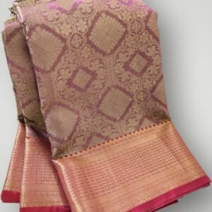 Premium Lavender Katan Silk Saree with Red Border | Kanjivaram Inspired | MRJA Vastrahara