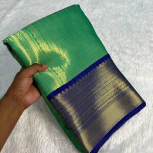 Premium Teal Katan Silk Saree with Royal Purple Border | Kanjivaram Inspired | MRJA Vastrahara