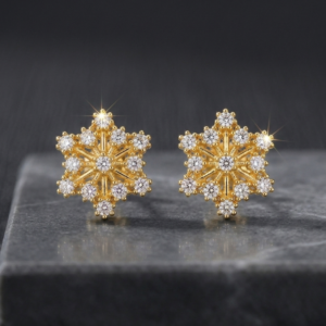 Gold Plated Floral Crystal Stud Earrings P310
