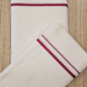 Puliyilakara Kerala Set Mundu with Traditional Off-White Body and Maroon Border – KH06C | MRJA Vastrahara