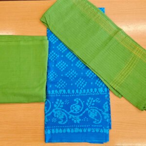 Blue & Green Cotton Unstitched Churidar Material – CM05