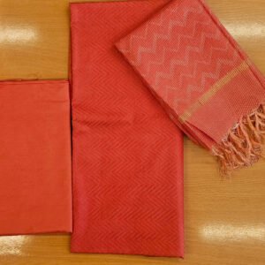 Rust Orange Tussar Silk Cotton Unstitched Churidar Material CM02