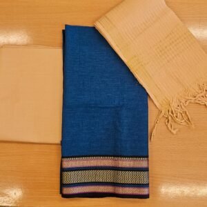 Navy Blue Cotton Unstitched Churidar Material with Woven Border CM14