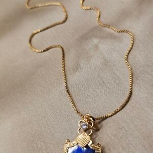 Blue Stone Gold-Tone Pendant Chain P368