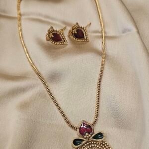 Antique Gold-Tone Statement Pendant Necklace Set VN13