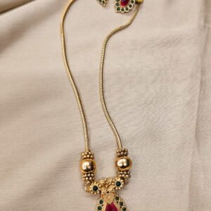 Antique Ruby Green Pendant Necklace Set VN09