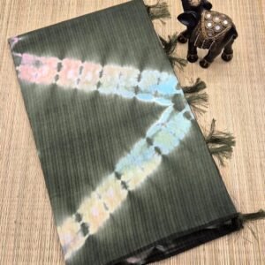 CLP Linen Shibori Saree with Blouse and Tassel Detailing