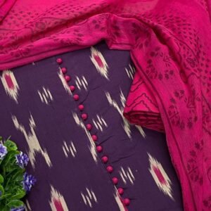 Purple and Pink Cotton Unstitched Churidar Material CM06