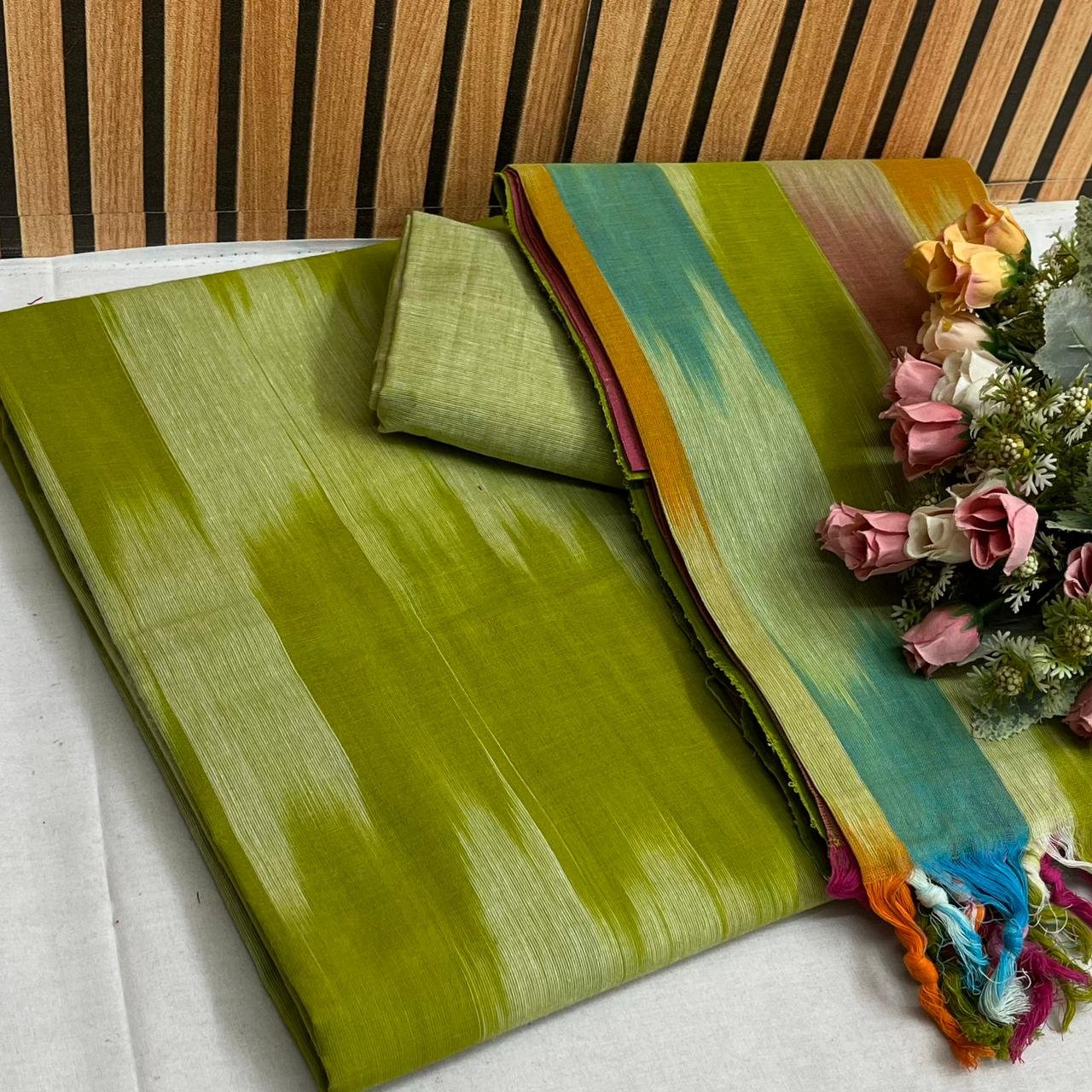 Green Multicolour Ikat Pure Cotton Unstitched Churidar Material CM19 Green Multicolour Ikat Pure Cotton Unstitched Churidar Material CM19