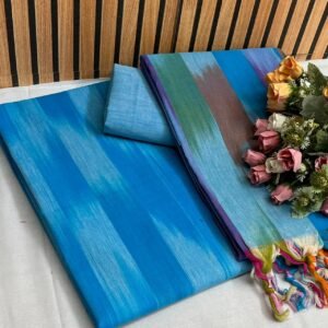 Blue Multicolour Ikat Pure Cotton Unstitched Churidar Material CM20