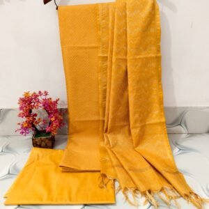 Mustard Yellow Tussar Silk Cotton Unstitched Churidar Material CM01
