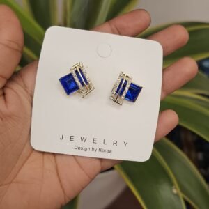 Royal Blue Geometric Crystal Stud Earrings FS18 | MRJA Vastrahara