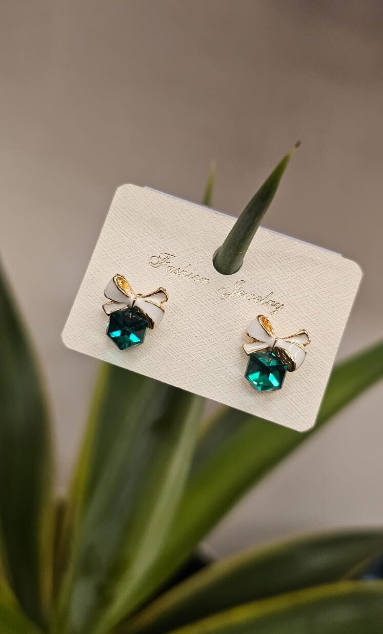 img 20251224 wa0028 Emerald Green Crystal Bow Stud Earrings FS23 | MRJA Vastrahara