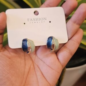 Navy Blue and Pale Aqua Enamel Hoop Earrings FS26 | MRJA Vastrahara