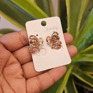 Multicolour Crystal Butterfly Stud Earrings Gold Tone FS21 | MRJA Vastrahara