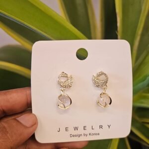Crystal Swan Drop Earrings Gold Tone FS15 | MRJA Vastrahara
