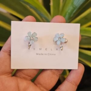 Pale Sky Blue Floral Crystal Stud Earrings FS10 | MRJA Vastrahara