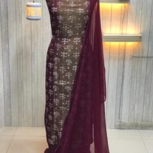 Wine Tussar Silk Unstitched Churidar Material CM03