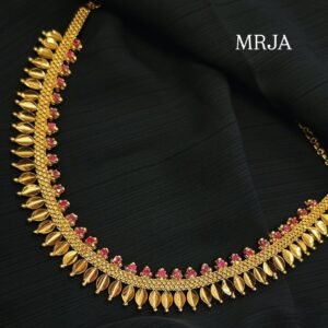 Premium Gold Plated Ruby Pink Stone Traditional Necklace PA2647