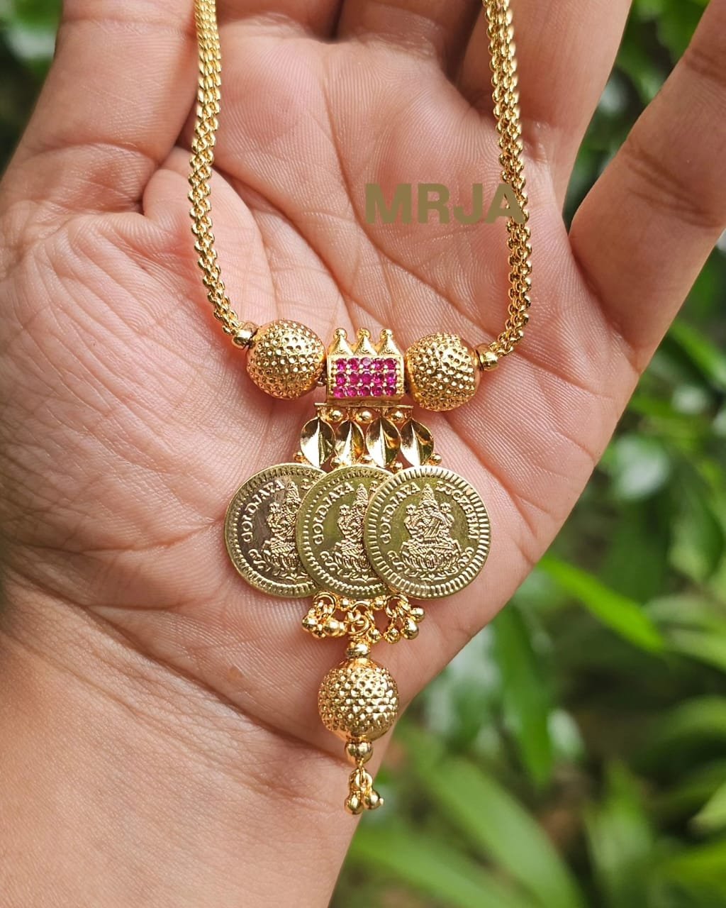 Premium Gold Plated Coin Necklace | MRJA Vastrahara Premium Gold Plated Coin Pendant Necklace | PA3190
