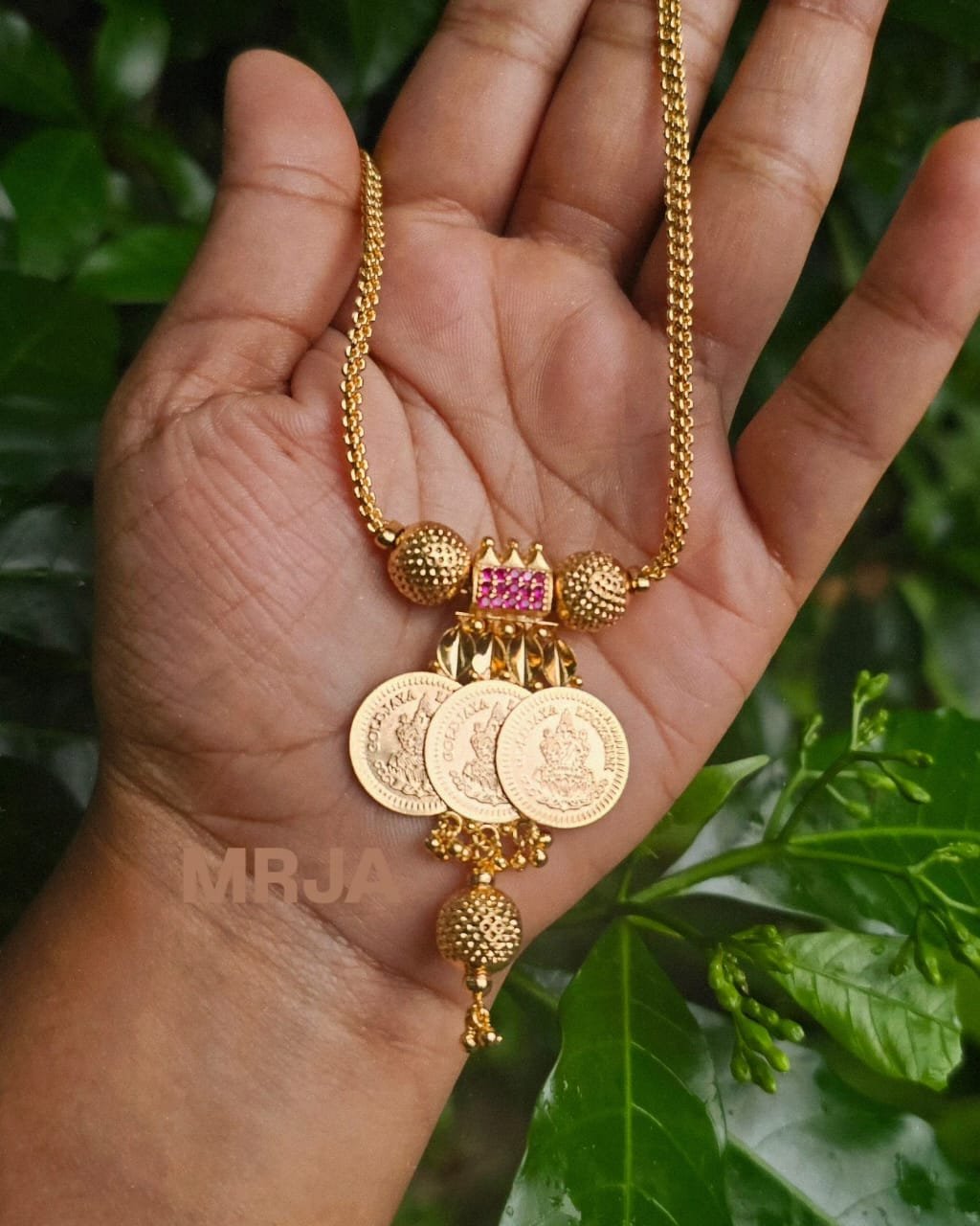 Premium Gold Plated Coin Pendant Necklace | PA3190 Premium Gold Plated Three Coin Pendant Necklace PA3190