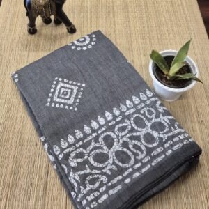 Home Pure Khadi Cotton Printed Saree with Blouse PS03