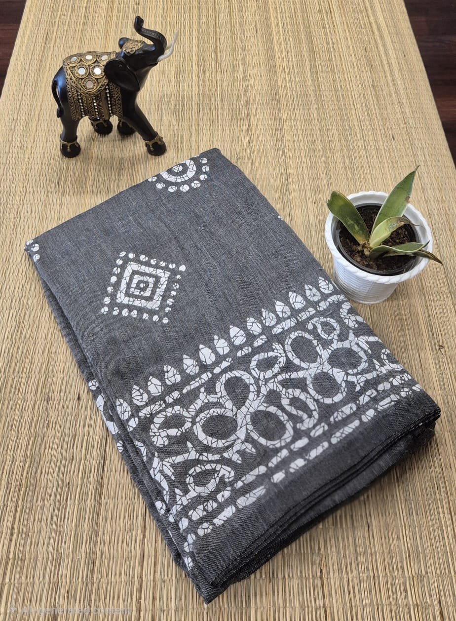 PS03 Pure Khadi Cotton Printed Saree with Blouse Pure Khadi Cotton Printed Saree with Blouse PS03
