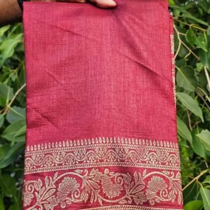 Maroon Vichitra Silk Saree with Traditional Floral Border