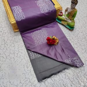 Lavender and Grey Semi Soft Silk Saree with Woven Motifs