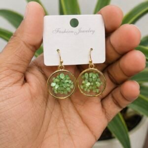 Green Stone Resin Drop Earrings ST11 | MRJA Vastrahara