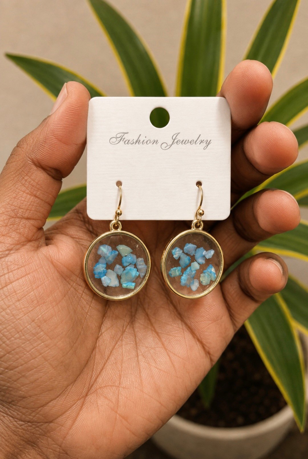 screenshot 20260802 221834 chatgpt Sky Blue Stone Resin Drop Earrings ST11A | MRJA Vastrahara