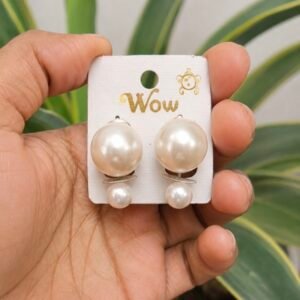 Ivory White Double Pearl Front and Back Stud Earrings FA30 | MRJA Vastrahara