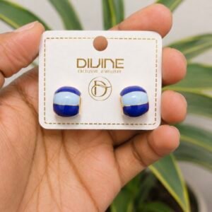 Navy Blue and Powder Blue Enamel Stud Earrings MF72 | MRJA Vastrahara