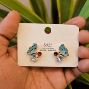 Sky Blue Butterfly Crystal Stud Earrings FS19 | MRJA Vastrahara