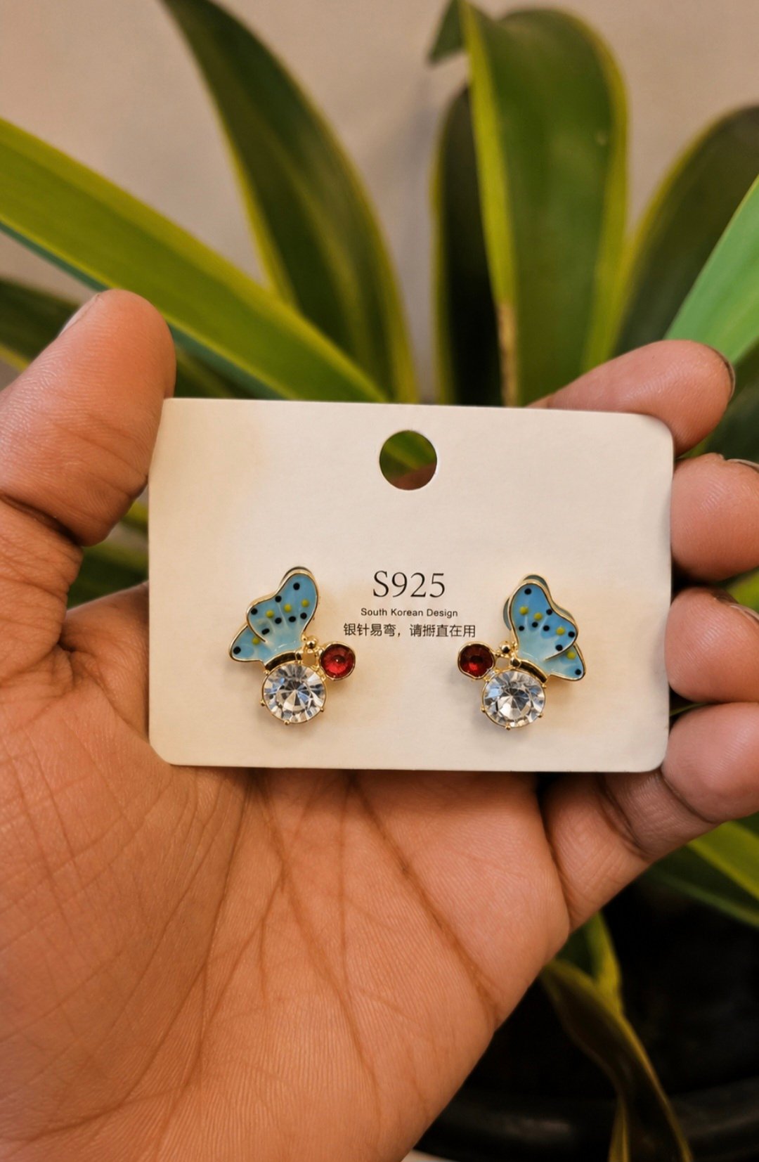 Sky Blue Butterfly Crystal Stud Earrings | FS19 Sky Blue Butterfly Crystal Stud Earrings FS19 | MRJA Vastrahara