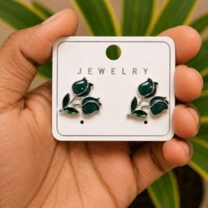 Emerald Green Tulip Floral Stud Earrings ST09A | MRJA Vastrahara