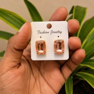 Peach Crystal Rectangle Stud Earrings ST26A | MRJA Vastrahara