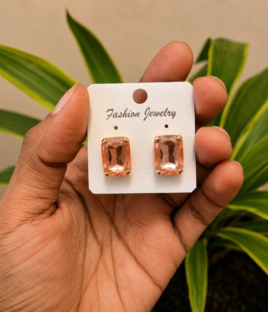 screenshot 20260802 234614 chatgpt Peach Crystal Rectangle Stud Earrings ST26A | MRJA Vastrahara