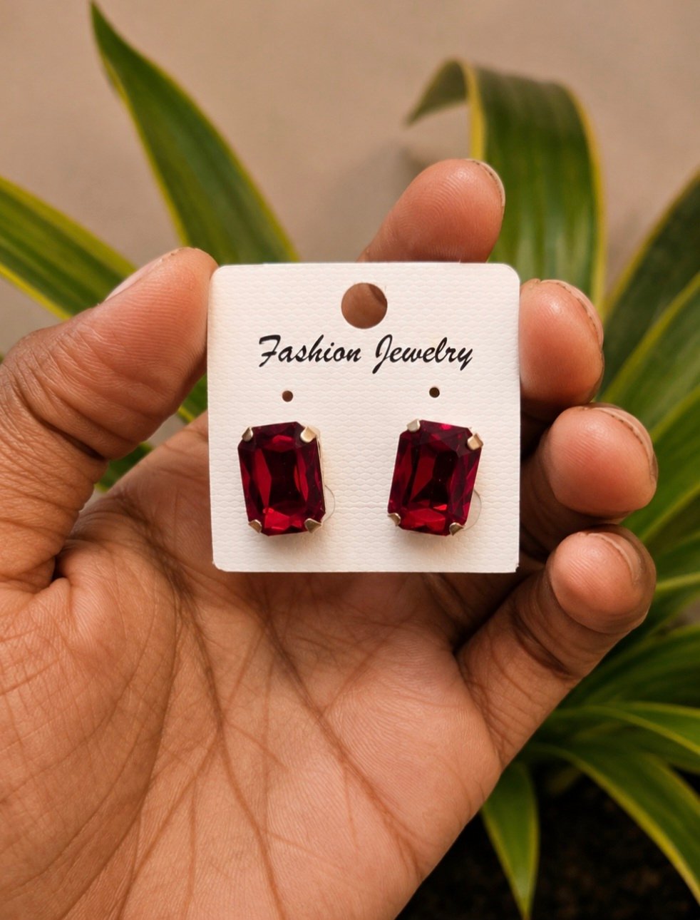 screenshot 20260802 235121 chatgpt Ruby Red Crystal Rectangle Stud Earrings ST26B | MRJA Vastrahara