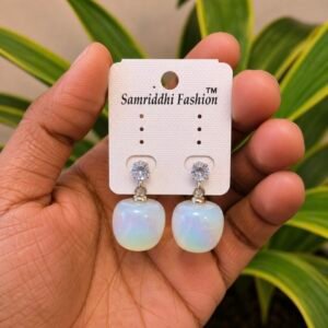 Iridescent White Drop Earrings FA47 | MRJA Vastrahara