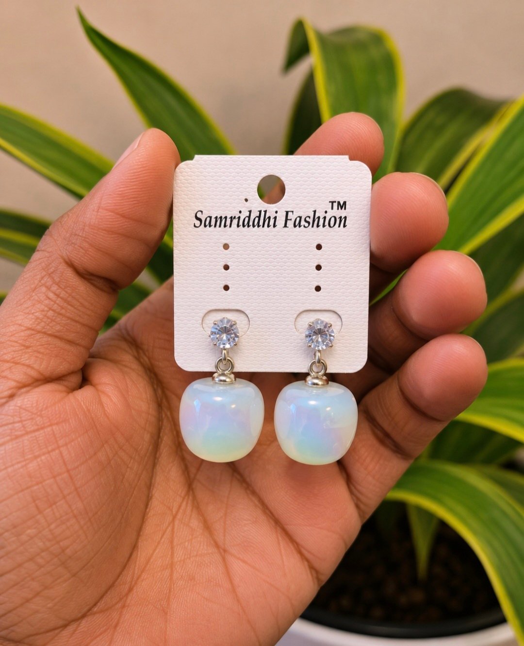 screenshot 20260802 235847 chatgpt Iridescent White Drop Earrings FA47 | MRJA Vastrahara
