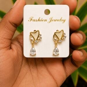 Ivory Butterfly Crystal Drop Earrings FS24 | MRJA Vastrahara