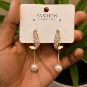 Crystal Leaf Pearl Drop Earrings | MRJA Vastrahara