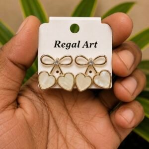 Double Heart Bow Earrings | MRJA Vastrahara