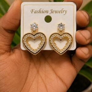 Crystal Heart Drop Earrings | MRJA Vastrahara