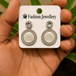 Crystal Pearl Circle Drop Earrings | MRJA Vastrahara