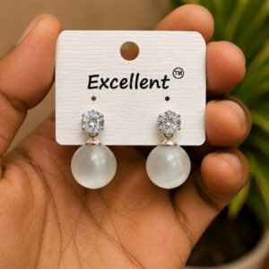 Crystal White Bead Drop Earrings | MRJA Vastrahara