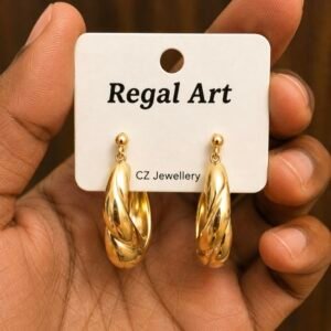 Twisted Gold Hoop Drop Earrings | MRJA Vastrahara