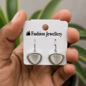 Silver Grey Triangle Drop Earrings | MRJA Vastrahara