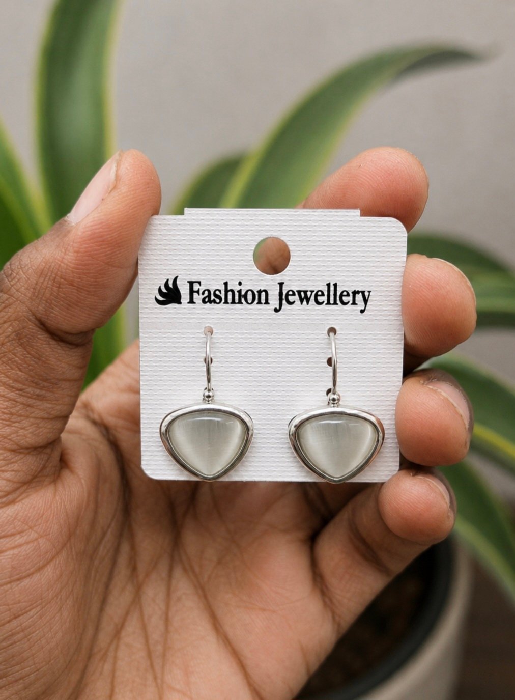 screenshot 20260803 154603 chatgpt Silver Grey Triangle Drop Earrings | MRJA Vastrahara